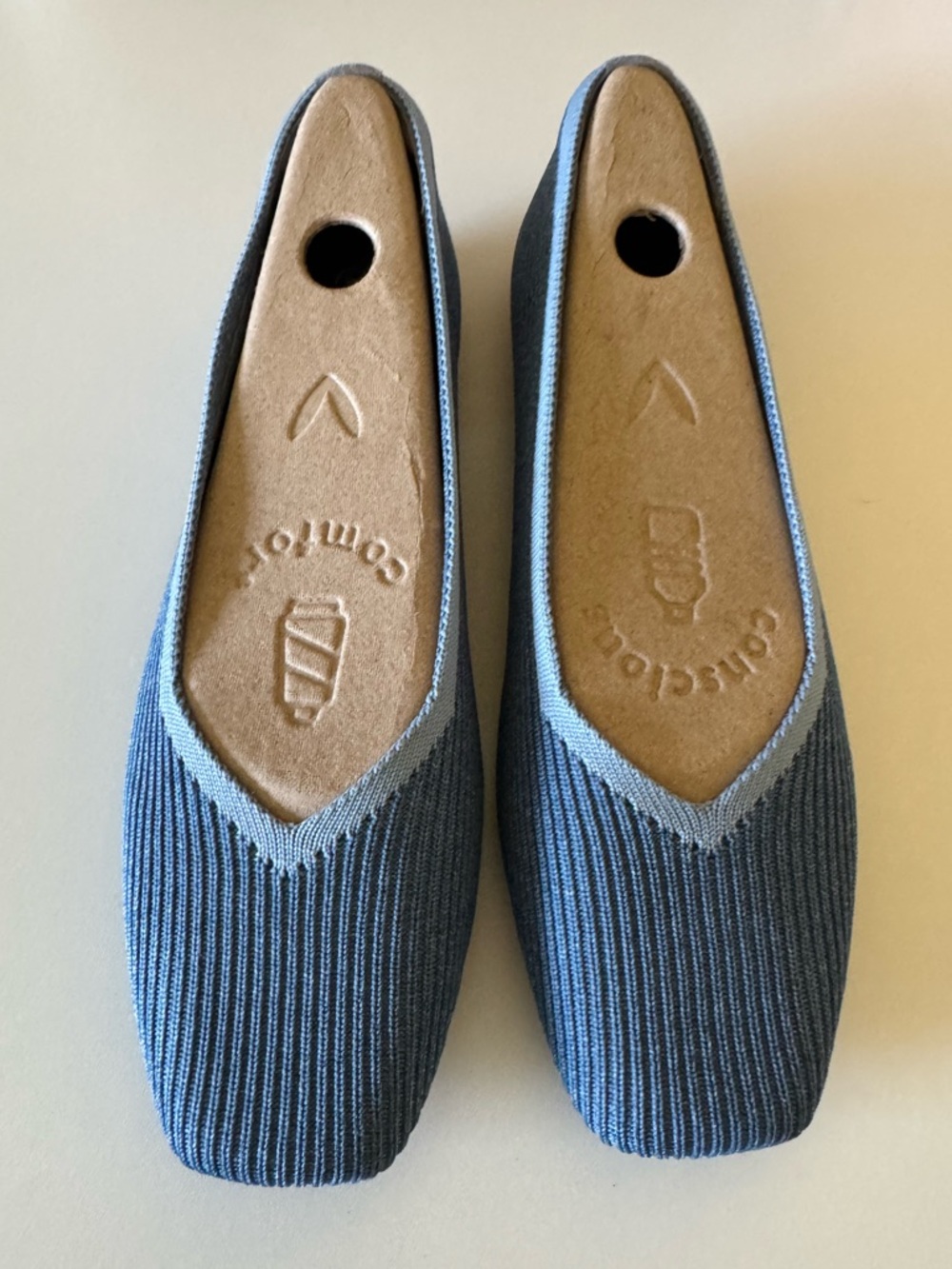 Vivaia Square-Toe V-Cut Flats (Margot 2.0) Denim Blue 39.5 US 8.5 - Picture 4 of 5
